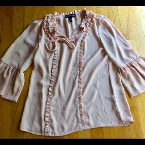 Beautiful peach Karl lagerfeld neck tie blouse